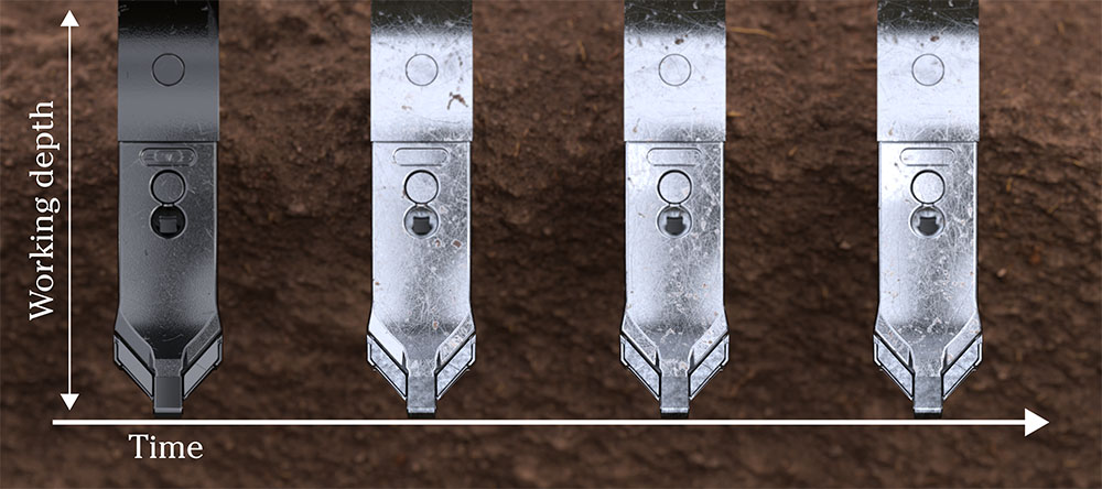 Working depth and wear over time on the Marathon Edge point.