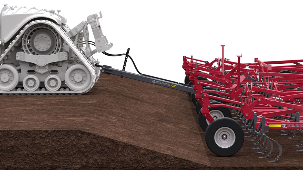 Illustration of the floating hitch on the Wil-Rich QX2 field cultivator