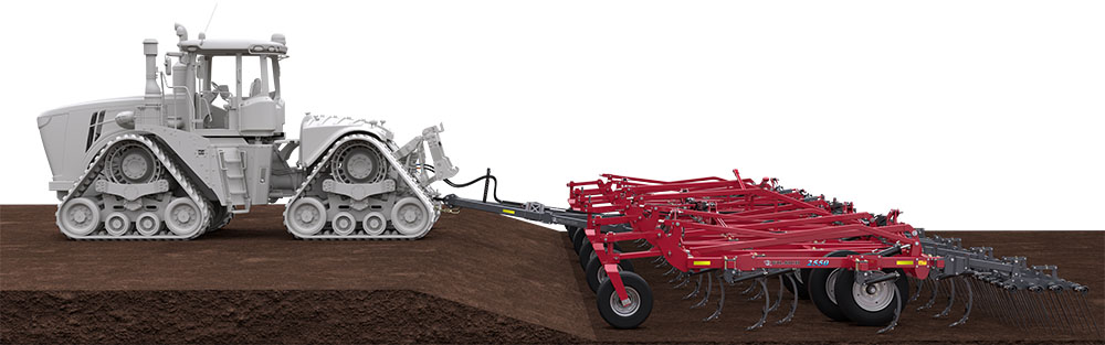Illustration of the Wil-Rich 2500 Series Chisel Plow being pulled by a tractor